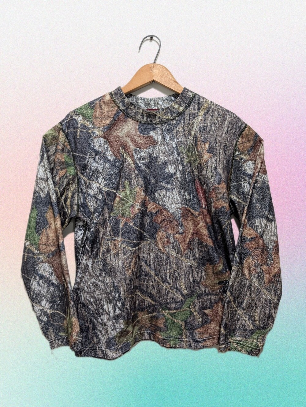 Ducks Unlimited 90s Camo Long Sleeve Shirt - Brown/Green Size Large